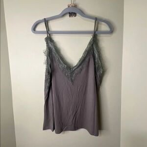 POL Medium Green Lace Tank Top